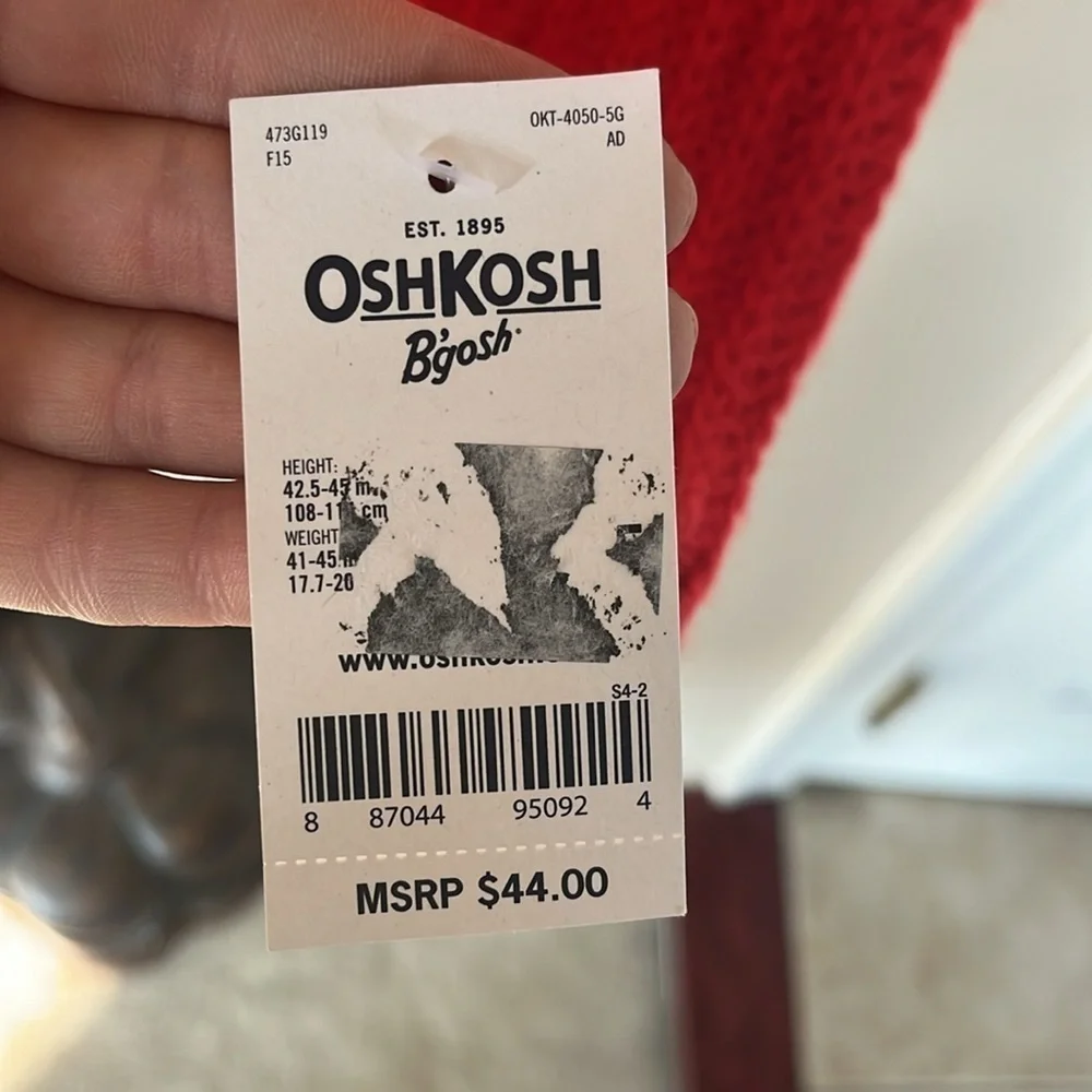 Brand New OshKosh B'Gosh Red Knit Sweater Crew Neck Diamond Design Christmas